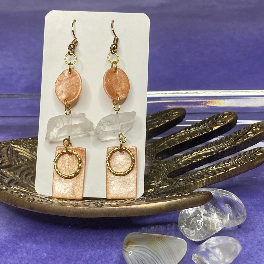 Quartz & Polymer Clay Earrings
